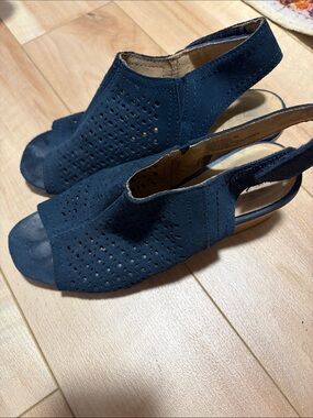 White Mountain Navy Perforated Slingback Sandals